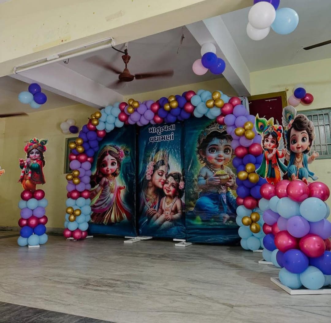 Annaprashan rice ceremony decoration with name backdrop in Patna