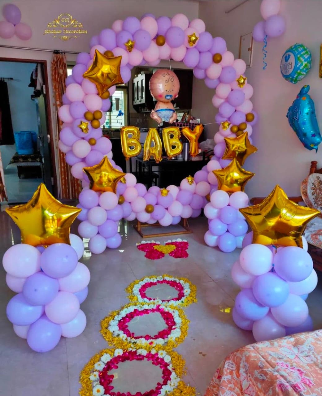Annaprashan rice ceremony decoration with name backdrop in Patna