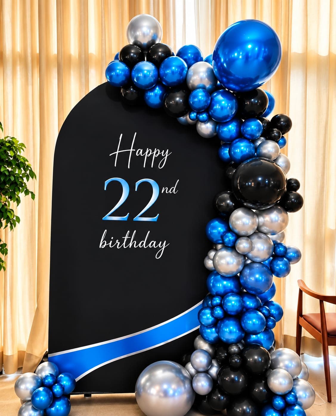 Anniversary balloon decoration with heart backdrop and lighting in Patna